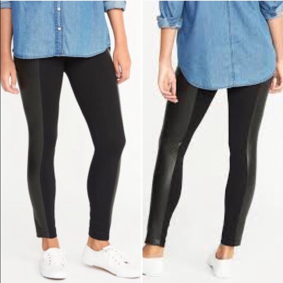 Old Navy Faux Leather Stripe Leggings 
